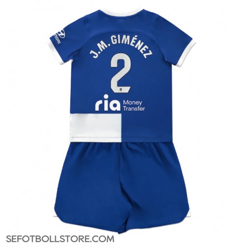 Atletico Madrid Jose Gimenez #2 Replika babykläder Bortaställ Barn 2023-24 Kortärmad (+ korta byxor)